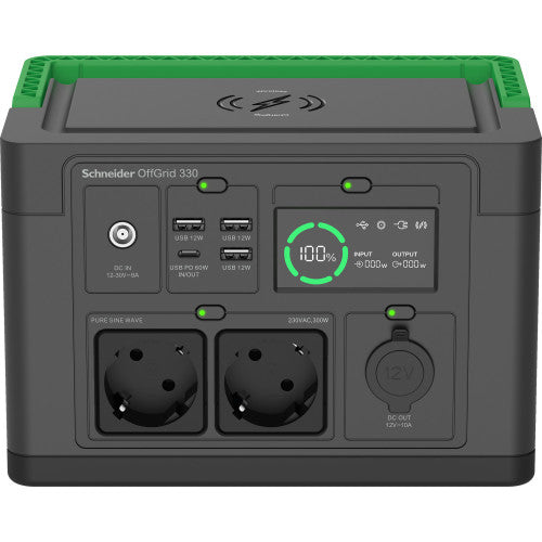 Imagen de SCHNEIDER OFFGRID PORTABLE POWER STATION 330, 332WH LITHIUM-ION, 2 SCHUKO, SINEWAVE de Apc