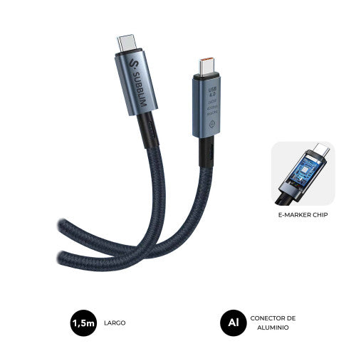 SUBBLIM CABLE HIGH 240w C-C USB4.0 8K 1,5m - imagen 1