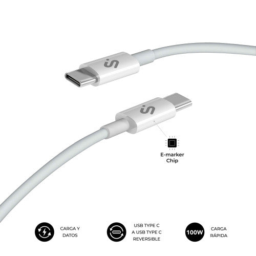 SUBBLIM CABLE PLUS 100W C-C 2m WHITE - imagen 2