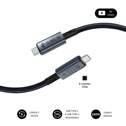 SUBBLIM CABLE HIGH 240w C-C USB4.0 8K 1,5m - imagen 2