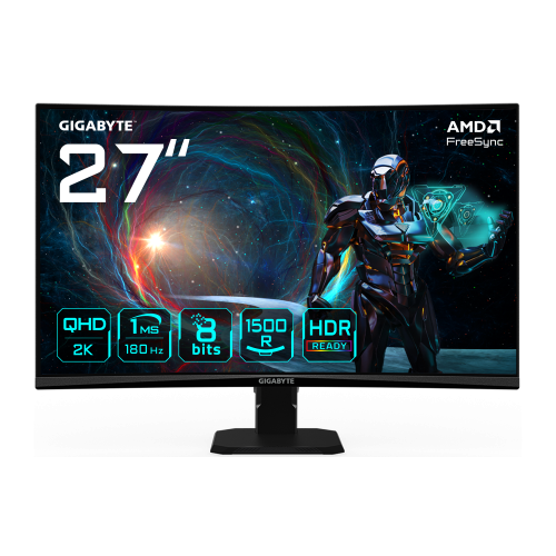GIGABYTE GS27QCA 27" Monitor Curvo para Gaming QHD - 2560 x 1440, 180Hz, 1ms, 250 cd/m², FreeSync, HDR Ready, HDMI 2.0, DisplayPort 1.4 - imagen 1