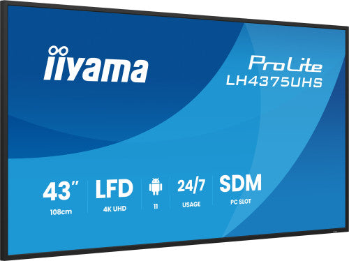 Iiyama MONITOR IIYAMA 43" (LH4375UHS-B2AG) ANDROID 11 / 3844X2160 (4K UHD) / OPERACION 24/7 /500CD / LANDSC. Y PORTRAIT / 3XHDMI / DP / RJ45 / VESA 400X400 / ALTAVOCES 2X10W - imagen 3