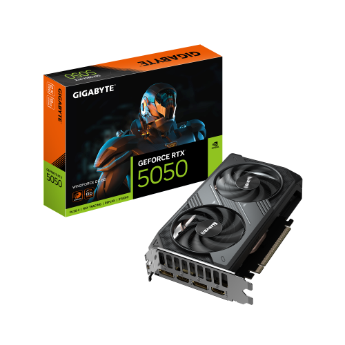 GIGABYTE GeForce RTX 5050 WINDFORCE OC 8G Tarjeta Gráfica - 8GB GDDR6, 128bit, PCI-E 5.0, 2587MHz Frecuencia del núcleo, 2 x DP, 2 x HDMI, NVIDIA DLSS 4, GV-N5050WF2OC-8GD - imagen 1