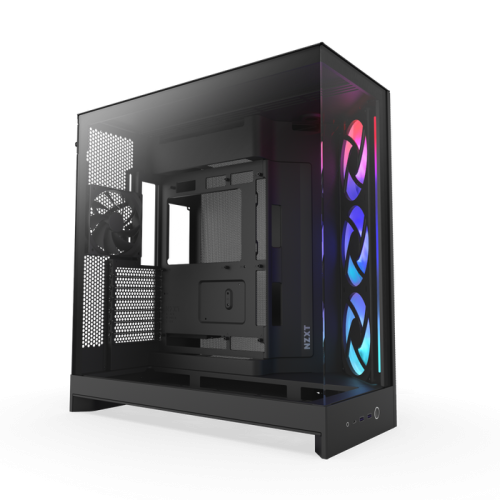 NZXT CAJA NZXT H9 FLOW RGB (2025) DUAL-CHAMBER MID-TOWER CASE W/ RGB FANS - ALL BLACK