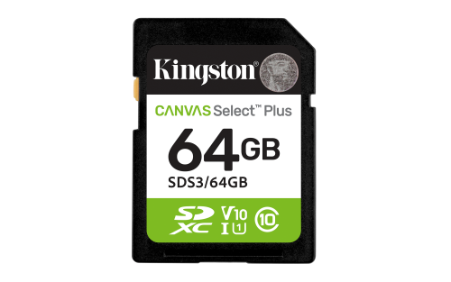 Kingston Technology 64 GB SDXC Canvas Select Plus Gen3 100 MB/s C10 UHS-I U1 V10 - imagen 1