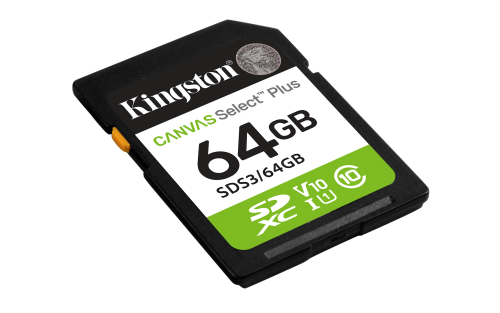 Kingston Technology 64 GB SDXC Canvas Select Plus Gen3 100 MB/s C10 UHS-I U1 V10 - imagen 2