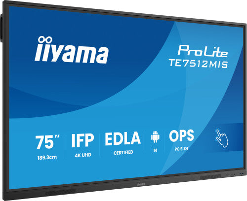 Iiyama MONITOR INTERACTIVO TACTIL IIYAMA 75" (TE7512MIS-B4AG)3840X2160 / IPS LED 4K UHD / 24/7 / 8/64GB / 400 CD/M / 8MS / 1200:1 / 1 VGA - 3 HDMI / 1 USB-C / 5XUSB / AUDIO OUT / WIFI / MM / 2 RJ45 / OPS SLOT/ ANDROID 11 - imagen 2