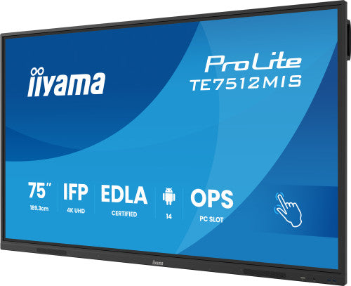 Iiyama MONITOR INTERACTIVO TACTIL IIYAMA 75" (TE7512MIS-B4AG)3840X2160 / IPS LED 4K UHD / 24/7 / 8/64GB / 400 CD/M / 8MS / 1200:1 / 1 VGA - 3 HDMI / 1 USB-C / 5XUSB / AUDIO OUT / WIFI / MM / 2 RJ45 / OPS SLOT/ ANDROID 11 - imagen 3
