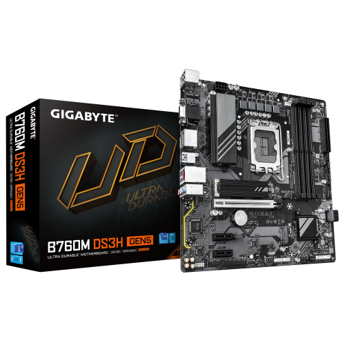 GIGABYTE B760M DS3H GEN5 Placa Base – Compatible con CPUs Intel Core 14ª generación, VRM digital de 6+2+1 fases, hasta 5600 MHz DDR5, 2 x M.2 PCIe 4.0, LAN 2.5GbE, USB 3.2 Gen2 - imagen 1