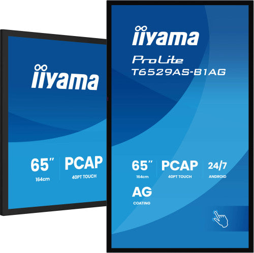 Iiyama MONITOR IIYAMA TACTIL 65" 4K 20P TACTIL (T6529AS-B1AG) / ANDROID 14/ USO 24/7 / IRX1 / HDMI X 2 / USB-C / HORIZ. Y APAISADO / 420CD/M2 (TOUCH), 4000:1, 6.5MS, USB TOUCH / RS232C / RJ45 / 32GB ROM / 2G RAM / 1GB / WIFI / VESA 400X400MM - imagen 1
