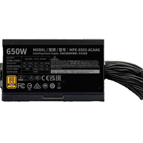 Cooler Master FUENTE ALIMENTACION COOLER MASTER MWE GOLD 650 V3 650W ATX 3.1 NON MODULLAR (MPE-6502-ACAAG-3BEU) - imagen 2