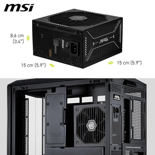MSI FUENTE ALIMENTACION MSI MAG A1000GLS PCIE5,PSU,1000W,80 PLUS GOLD,MODULAR,135MM,ACTIVE PFC,PCI-E 5.0 (16 PIN)X1,PCI-E (6+2 PIN)X4,SATA (15 PIN)X11 - imagen 3