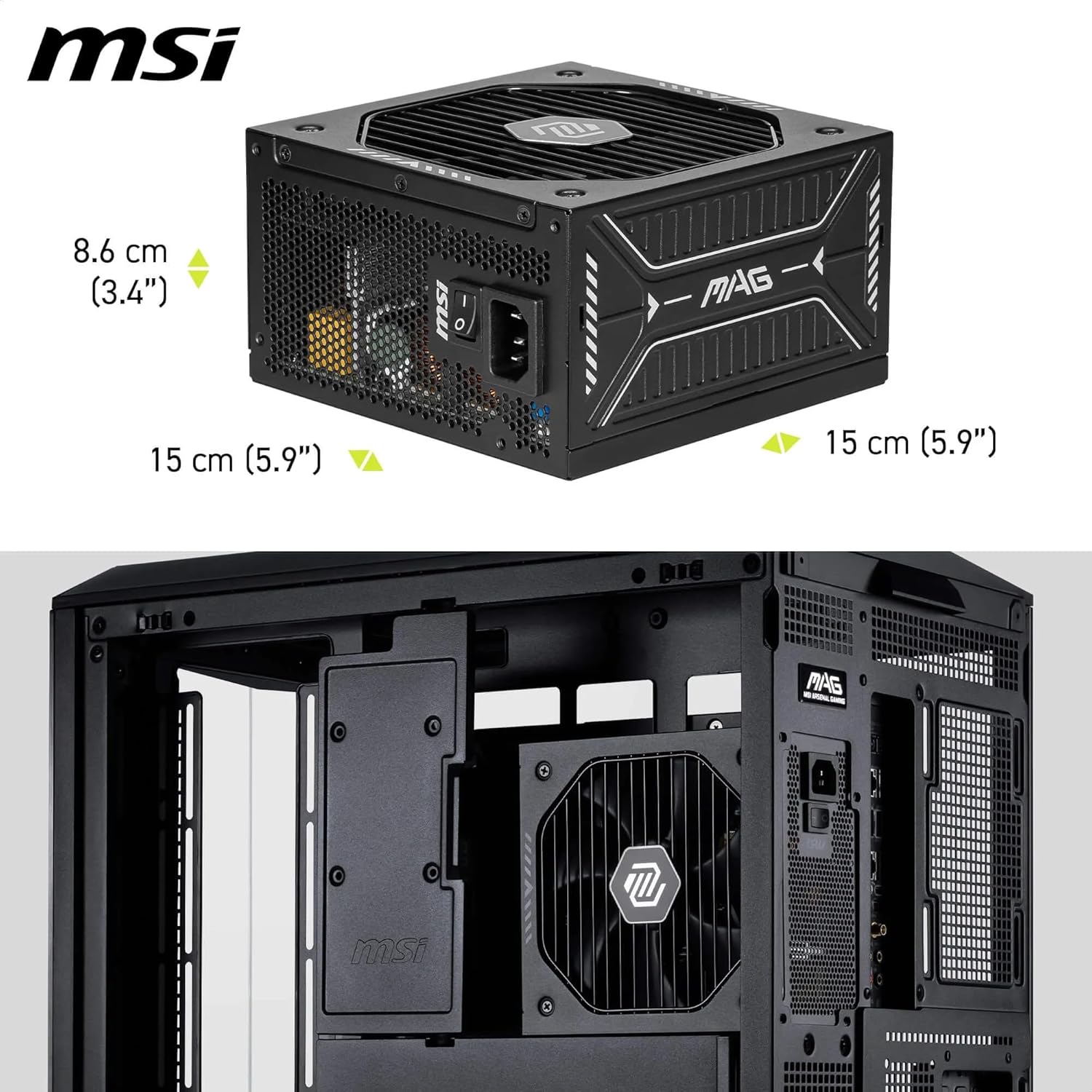MSI FUENTE ALIMENTACION MSI MAG A750GLS PCIE5,PSU,750W,80 PLUS GOLD,MODULAR,120MM,ACTIVE PFC,PCI-E 5.0 (16 PIN)X1,PCI-E (6+2 PIN)X4,SATA (15 PIN)X5 - imagen 3