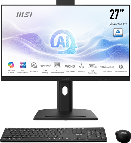 MSI AIO MODERN AM273Q AI 1UM-055ES. 27” IPS 2560x1440 (WQHD) 100HZ. INTEL ULTRA 7 155H. INTEL IRIS XE GRAPHICS.DDR5 32GB (16G*2). W11 PRO. NEGRO - imagen 1
