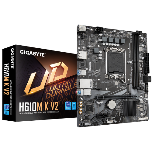 GIGABYTE H610M K V2 Placa base - Procesadores Intel Core 14ª generación, hasta 5600 MHz DDR5, 1xPCIe 3.0 M.2, LAN 1GbE, USB 3.2 Gen 1 - imagen 1