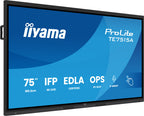Iiyama PANTALLA INTERACTIVA 75" EDLA, ANDROID 14, 16/128GB UHD IPS, MM 2X 20W + 20W SUBWR, 2X HDMI, DP , 1X USB-C, 550CD/M, HORIZ , MEDIA PLAY USB PORTS, ANTIGLARE, LAN, RS232C, IIWARE WIFI-6/BT 5.0, OPS SLOT, VESA 400X400 (MOUNT INCLUDED) (TE7515A-B1AG) - imagen 1