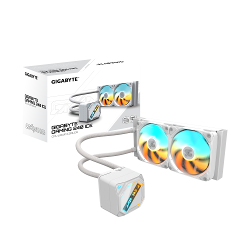 GIGABYTE GAMING 240 ICE Refrigeración Líquida para CPU - 2x120mm Ventiladores ARGB, mecanismo de enclavamiento deslizante, DAISY-CHAIN, Compatible con Intel LGA 1851 y AMD AM5 - imagen 1