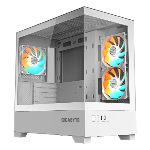 GIGABYTE C201 PANORAMIC ICE Caja para PC – Torre media, m-ATX, compatible con radiador de 360 mm, 3 ventiladores preinstalados, USB 3.0, compatible con RGB Fusion - imagen 1