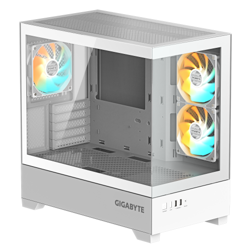 GIGABYTE C201 PANORAMIC ICE Caja para PC – Torre media, m-ATX, compatible con radiador de 360 mm, 3 ventiladores preinstalados, USB 3.0, compatible con RGB Fusion - imagen 2