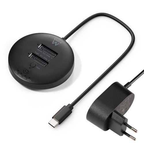 Ewent EW7078 base de conexión para disco duro USB 3.2 Gen 1 (3.1 Gen 1) Type-C Negro