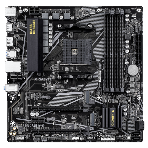 GIGABYTE B550M DS3H R2 Placa base - Procesadores AMD Ryzen 5000, VRM de 5+3 fases, hasta 4733 MHz DDR4 (O.C.), 1x M.2 PCIe 4.0 + 1x M.2 PCIe 3.0, LAN 1 GbE, USB 3.2 Gen 1 - imagen 2