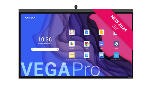 NEWLINE MONITOR INTERNATIVO VEGA (TT-8624Z) 86", ANDROID 13, CAPACITIVO P-CAP, CAMARA 4K, 8 MIC, MULTI USUARIO, 2X20W+SUB15W, WIFI 6 + BL, USB-C 100W, 8GB Y 128GB, 32 PT, NEWLINE APPS, OPS PC Y SDM OPCIONAL, 5 AÑOS DE GARANTIA ON SITE