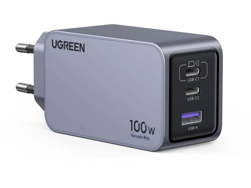 Ugreen Nexode Pro EU 3-Port GaN PD Fast Charger With USB-C Cable Universal Negro, Gris Corriente alterna Carga rápida Interior - imagen 2