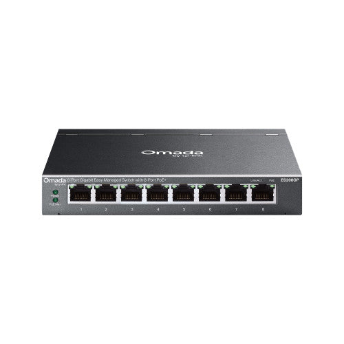 TP-Link Omada ES208GP switch Gestionado L2 Gigabit Ethernet (10/100/1000) Energía sobre Ethernet (PoE) DIN rail Negro - imagen 1