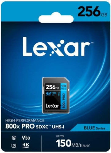LEXAR 256GB PROFESSIONAL 800X PRO SDXC UHS-I CARDS, UP TO 150MB/S READ 45MB/S WRITE C10 V30 U3 - imagen 1