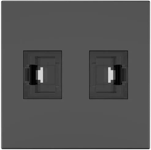 KRAMER ROOM CONNECTIVITY PASSIVE BLACK MODULE WITH 2 RJ45 PORTS INPUT. 2 FEMALE OUTPUT CAT6A- MD-2RJ45(B) (80-000373)