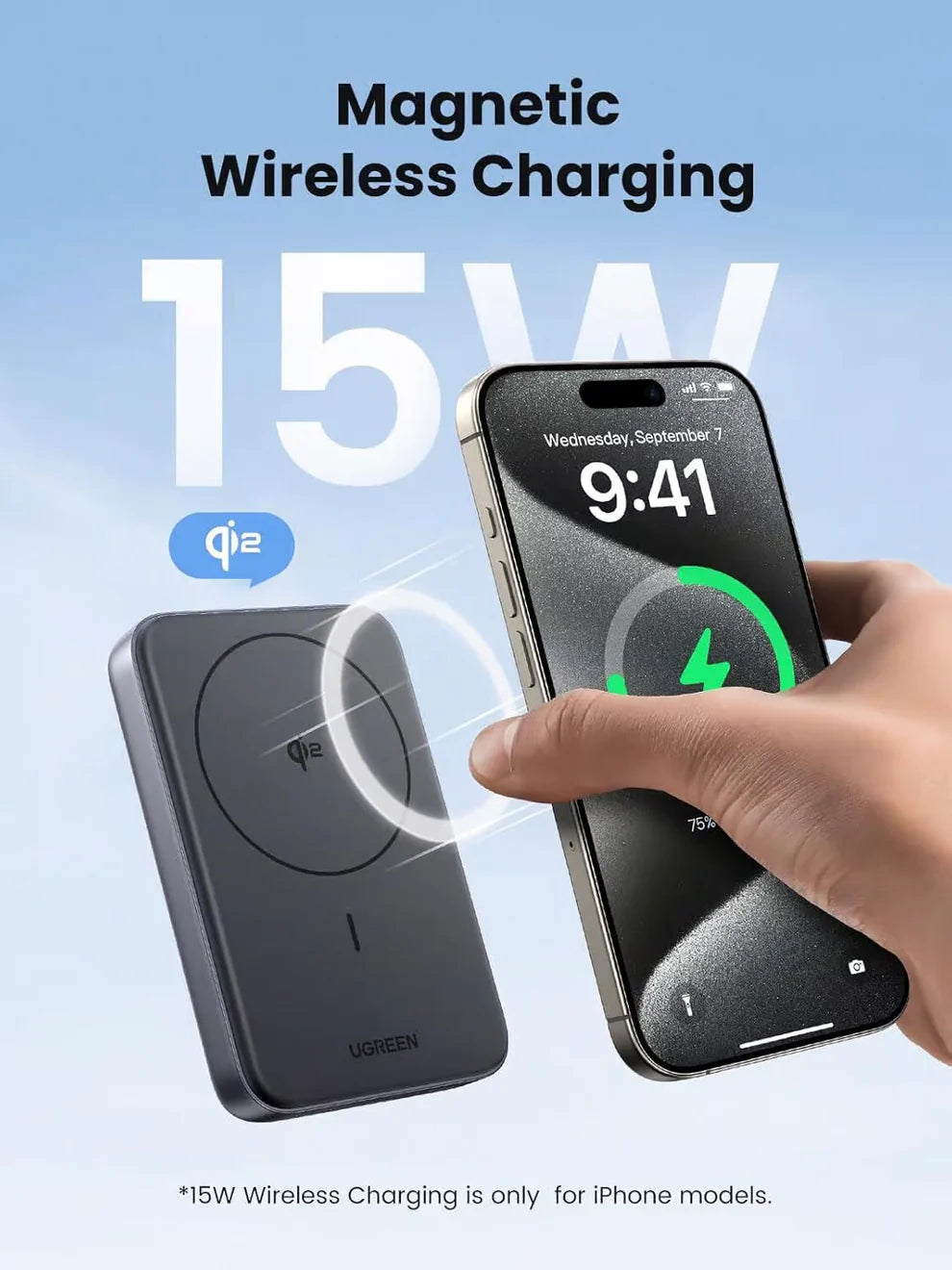 UGREEN 10000MAH MINI MAGNETIC WIRELESS 30W POWER BANK - imagen 2