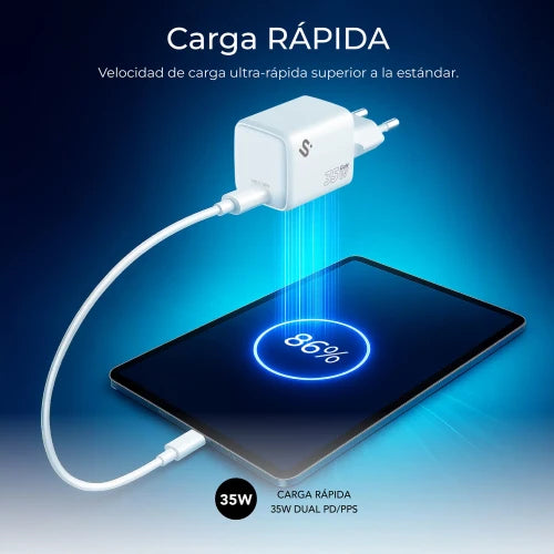 SUBBLIM CARGADOR GAN 35W CHARGER USB C - imagen 2