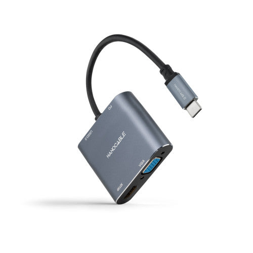 NANOCABLE CONVERSOR USB-C MACHO A HDMI HEMBRA, VGA HEMBRA, USB3.0 Y USB-C PD - imagen 1