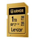 LEXAR 1TB PROFESSIONAL ARMOR GOLD SDXC UHS-II CARDS, UP TO 280MB/S READ 210MB/S WRITE C10 V60 U3,STAINLESS STEEL CASING, IP68