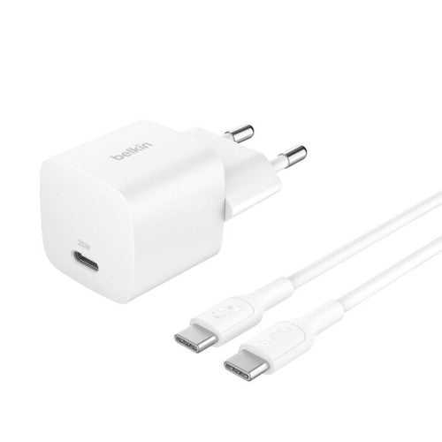 BELKIN 25W USBC PD WALL CHARGER & 1M PVC C-C, WHT - imagen 1