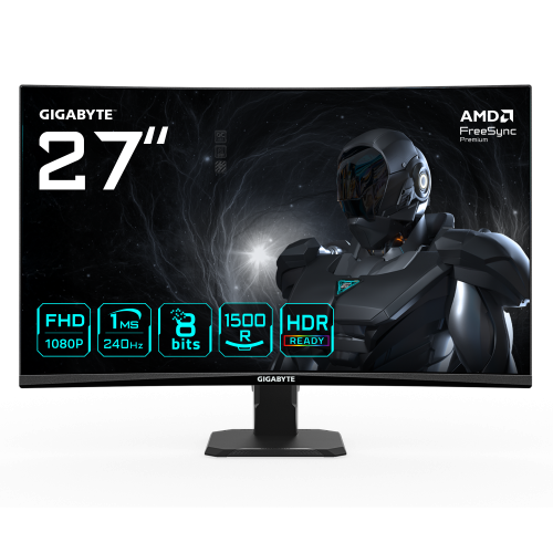 Gigabyte MONITOR GIGABYTE 27" GS27FC2,CURVO,VA 1500R,1920X1080 (FHD),0.31PP,3000:1,1MS,240HZ,2HDMI+1DP - imagen 1