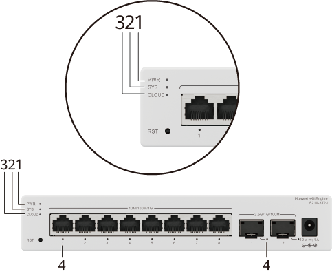 HUAWEI S210-24T2J (24*10/100/1000BASE-T PORTS, 2*2.5GE SFP PORTS, BUILT-IN AC POWER, FANLESS)