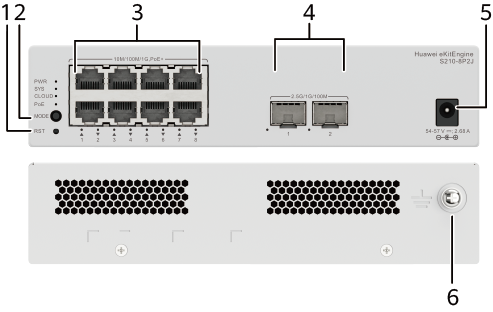 HUAWEI S210-8P2J (8*10/100/1000BASE-T PORTS (128W POE+), 2*2.5GE SFP PORTS, WITH 1*220 V AC POWER ADAPTER, FANLESS)
