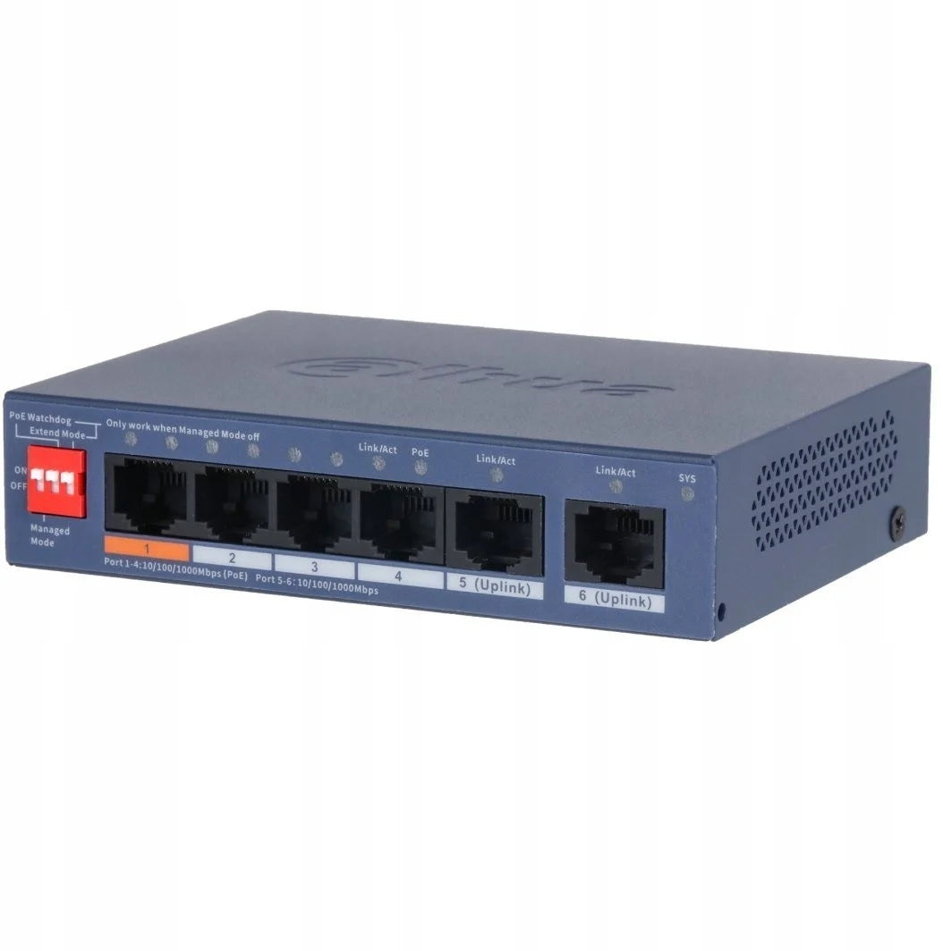 Dahua (DH-CS4006-4GT-60-V2) DAHUA SWITCH 6 PUERTOS CLOUD MANAGED GIGABIT, 4 PUERTOS POE, 60W, HI-POE, L2 - imagen 2