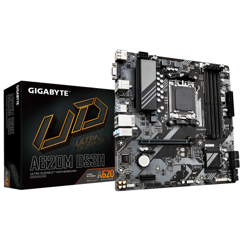 Gigabyte PLACA GIGABYTE A620M DS3H,AMD,AM5,A620,4DDR5,256GB,VGA+DP+HDMI,GBLAN,4SATA6+1XM.2,3USB3.2+1USB TYPE-C,MATX - imagen 1