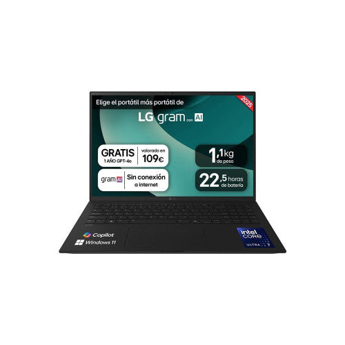 LG PORTATIL LG GRAM,16",16Z90T, INTEL CORE ULTRA 7, 40,6 CM, 2560 X 1600 PIXELES, 32 GB, 1 TB, WINDOWS 11 HOME - imagen 1