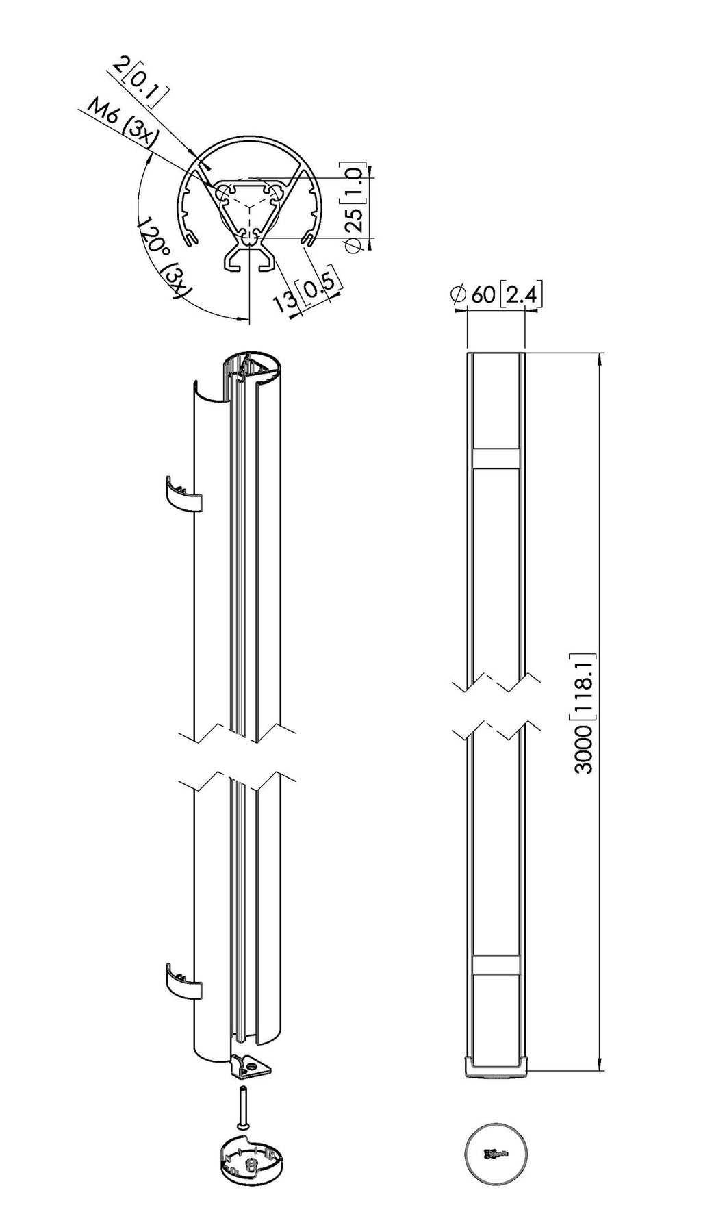 VOGELS GAMA PROFESIONAL TUBOS GAMA CONNECT-IT PUC2430B SMALL POLE 300CM NEGRO (PUC2430B) - imagen 3