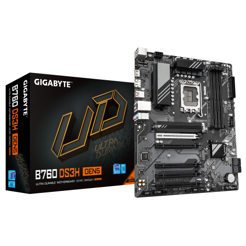 GIGABYTE B760 DS3H GEN5 Placa Base – Compatible con procesadores Intel Core 14ª generación, VRM digital de 8+2+1 fases, hasta 5600 MHz DDR5, 2 x M.2 PCIe 4.0, LAN 1 GbE, USB 3.2 Gen 2x2 - imagen 1