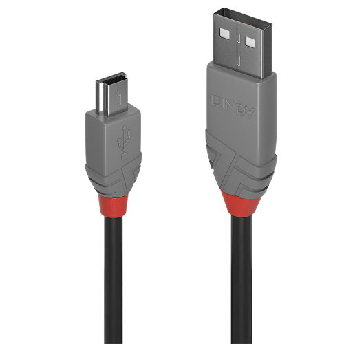 Lindy 36723 cable USB USB 2.0 2 m USB A Mini-USB B Negro, Gris - imagen 1