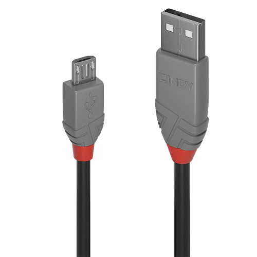 Lindy 36734 cable USB USB 2.0 3 m USB A Micro-USB B Negro, Gris - imagen 1