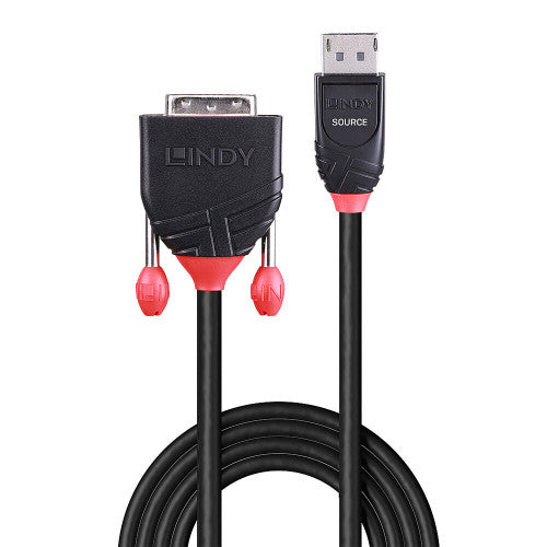 Lindy 41491 adaptador de cable de vídeo 2 m DisplayPort DVI-D Negro - imagen 2