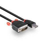 Lindy 41491 adaptador de cable de vídeo 2 m DisplayPort DVI-D Negro - imagen 3