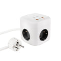 Nanocable Base de 3 enchufes con 3 USB (2 USB-A + 1 USB-C), GaN + PPS, PD 20W, con interruptor, Blanco - imagen 1