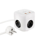 Nanocable Base de 3 enchufes con 3 USB (2 USB-A + 1 USB-C), GaN + PPS, PD 20W, con interruptor, Blanco - imagen 1