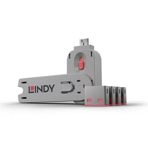 Lindy 40450 bloqueador de puerto Bloqueador de puerto + clave USB tipo A Rosa Acrilonitrilo butadieno estireno (ABS) 5 pieza(s) - imagen 1